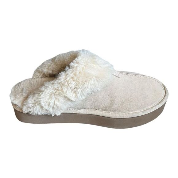 New Joyspun Women's Faux Suede Platform Clog Slippers Size 8 - Picture 2 of 10